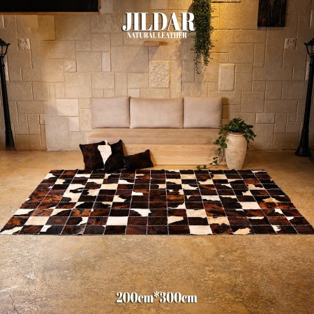 سجاد مربع من الجلد الطبيعي