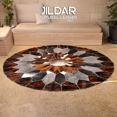 سجاد مدور من الجلد الطبيعي