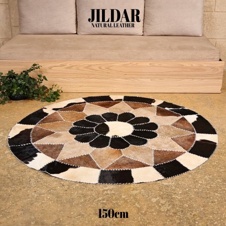 سجاد مدور من الجلد الطبيعي
