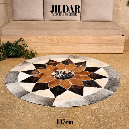 سجاد مدور من الجلد الطبيعي