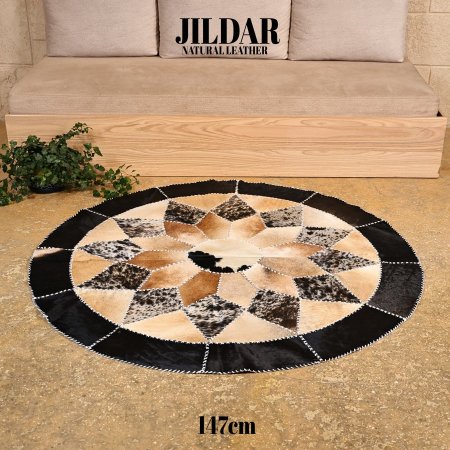 سجاد مدور من الجلد الطبيعي