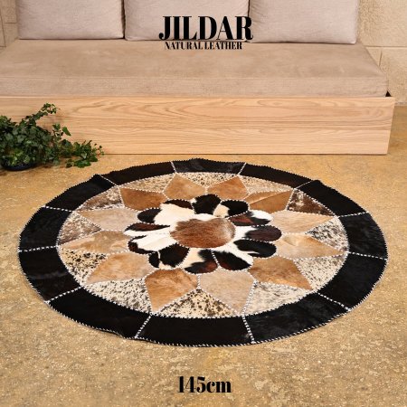 سجاد مدور من الجلد الطبيعي
