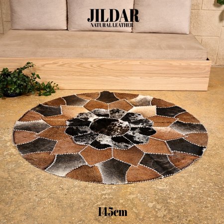 سجاد مدور من الجلد الطبيعي