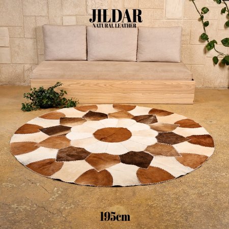 سجاد مدور من الجلد الطبيعي