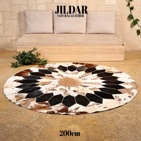 سجاد مدور من الجلد الطبيعي