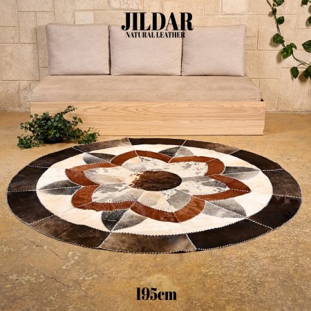 سجاد مدور من الجلد الطبيعي