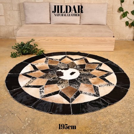 سجاد مدور من الجلد الطبيعي