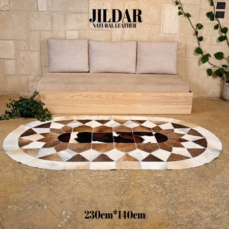 سجاد بيضاوي من الجلد الطبيعي