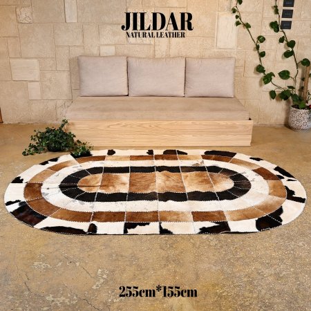 سجاد بيضاوي من الجلد الطبيعي