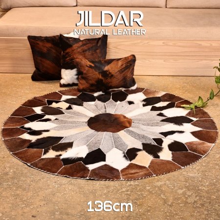 سجاد مدور من الجلد الطبيعي