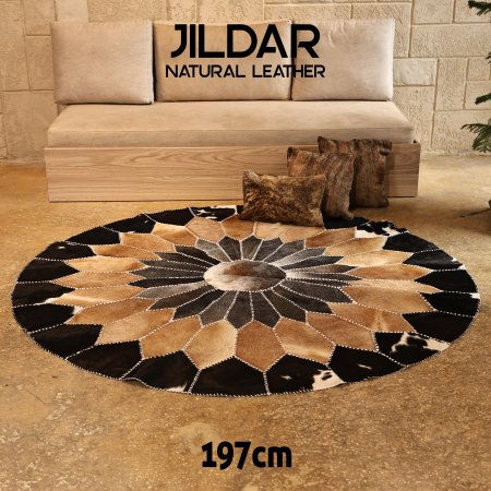 سجاد مدور من الجلد الطبيعي