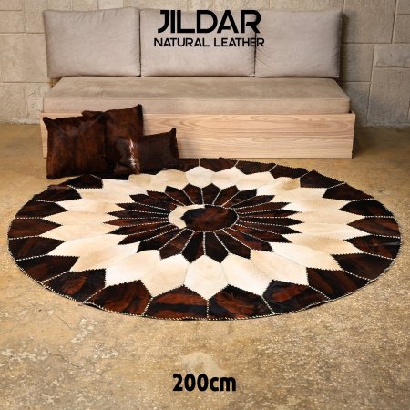 سجاد مدور من الجلد الطبيعي