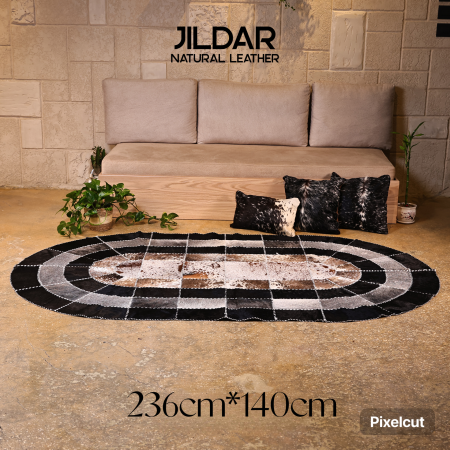 سجاد بيضاوي من الجلد الطبيعي