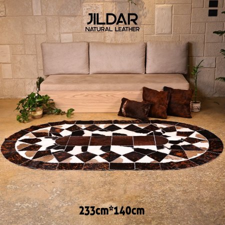 سجاد بيضاوي من الجلد الطبيعي